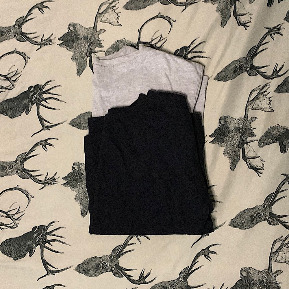 two medium boy shirts/tops, gray and black